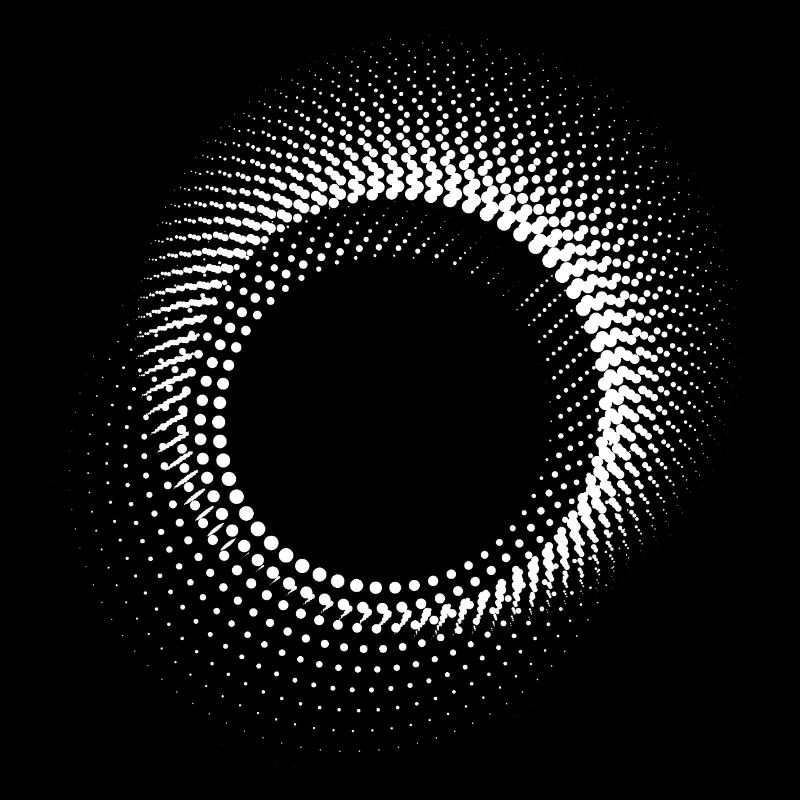 Spirale en points concentriques