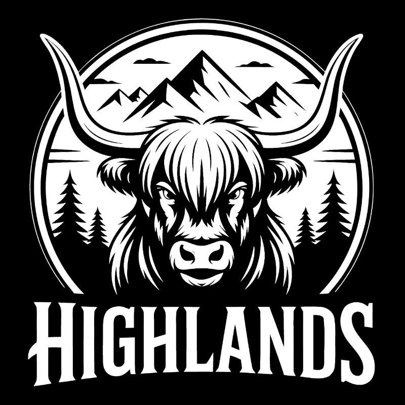 Highland Kuh Berglandschaft Rundlogo