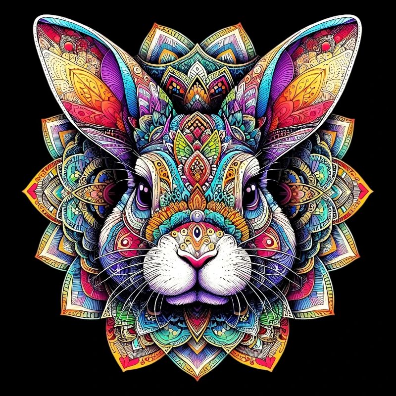 Rabbit decorated with Mandalas