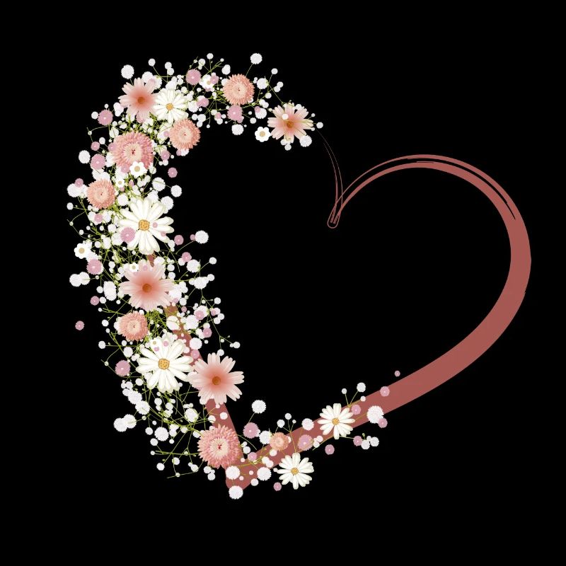 Coeur calligraphie embelli fleurs et souffle de bébé