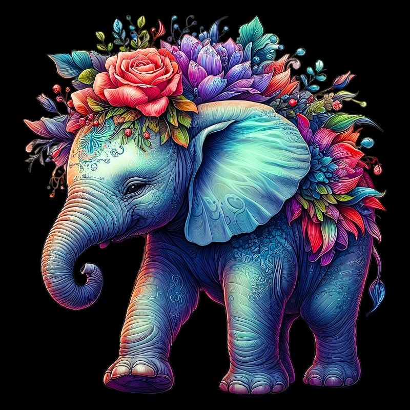 Éléphant avec des fleurs