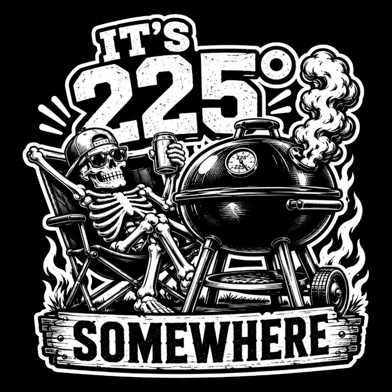 It's 225° Somewhere BBQ Grill Skeleton