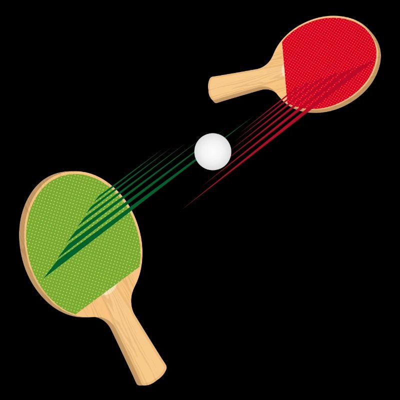 two table tennis bats with ball