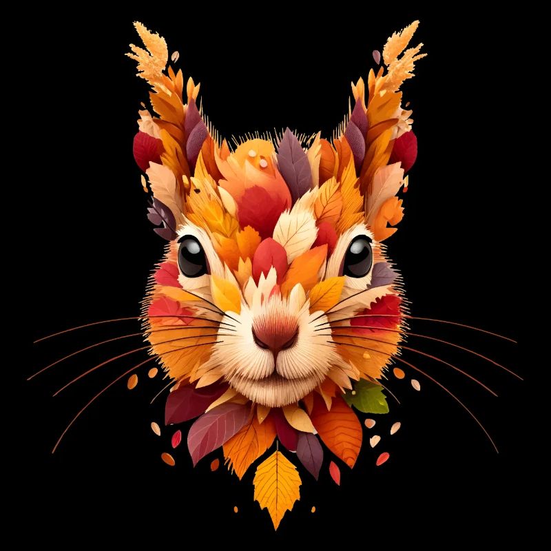 Squirrel, designed from different leaves