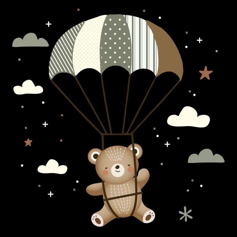 Ours avec parachute - Illustration d’animal ludique