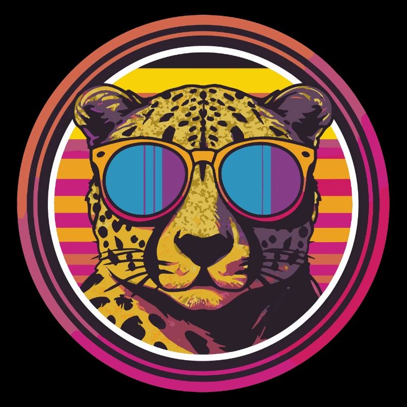 Leopard with retro style sunglasses