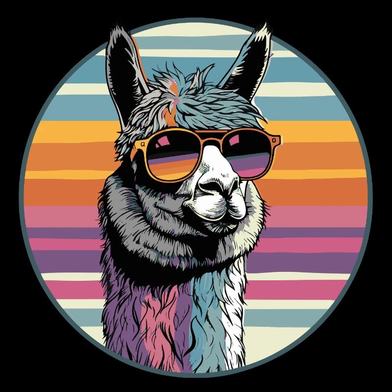 Lama avec lunettes de soleil de style rétro