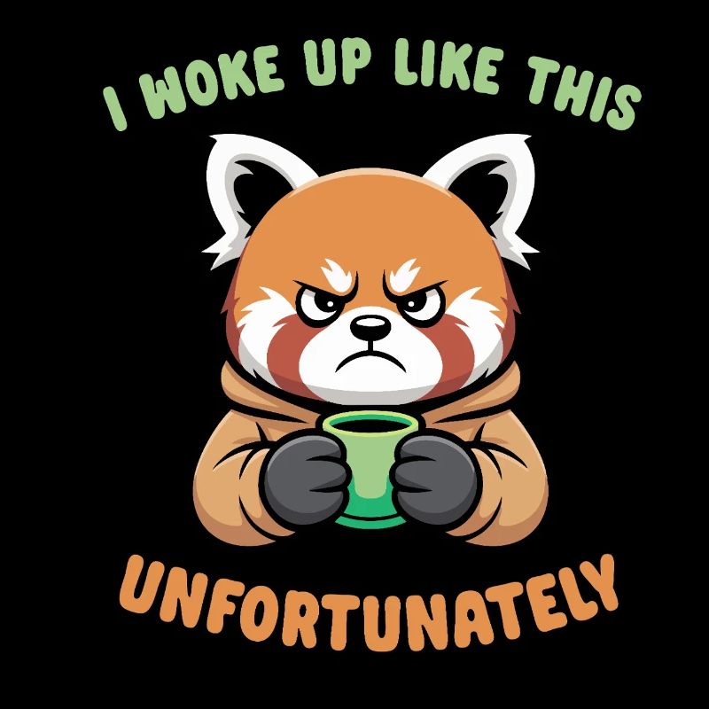 Grumpy panda with coffee - morning grouch