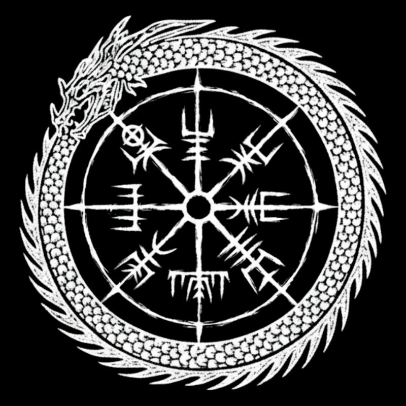 Vegvisir Midgard Serpent - Viking Compass