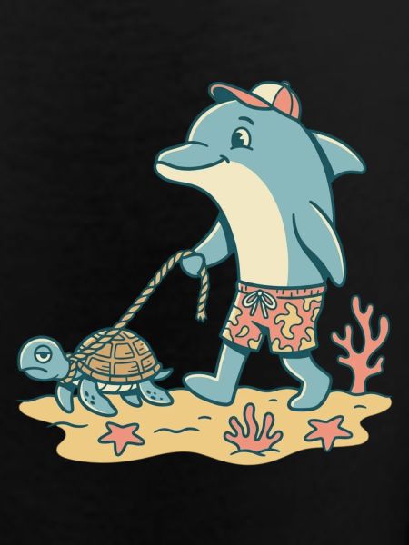 Dolphin walks turtle