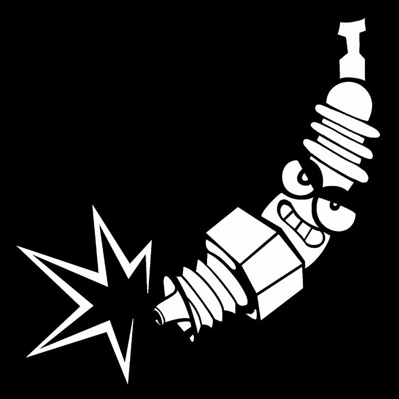 Spark plug comic with face
