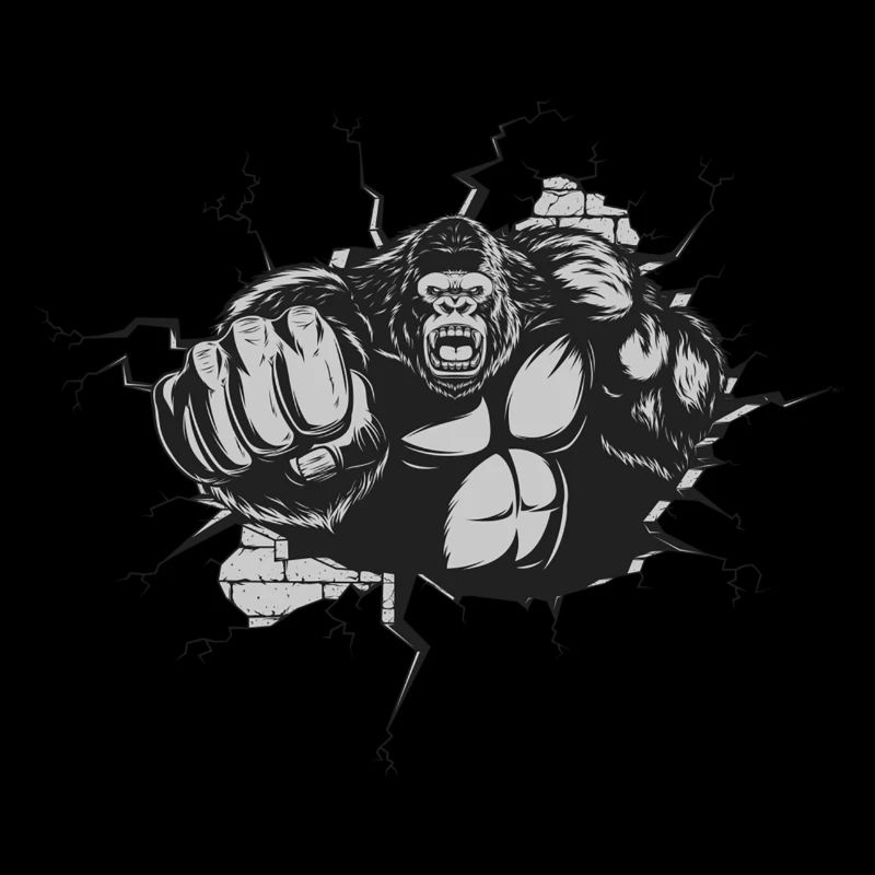 Gorille Percée Mur Noir Blanc