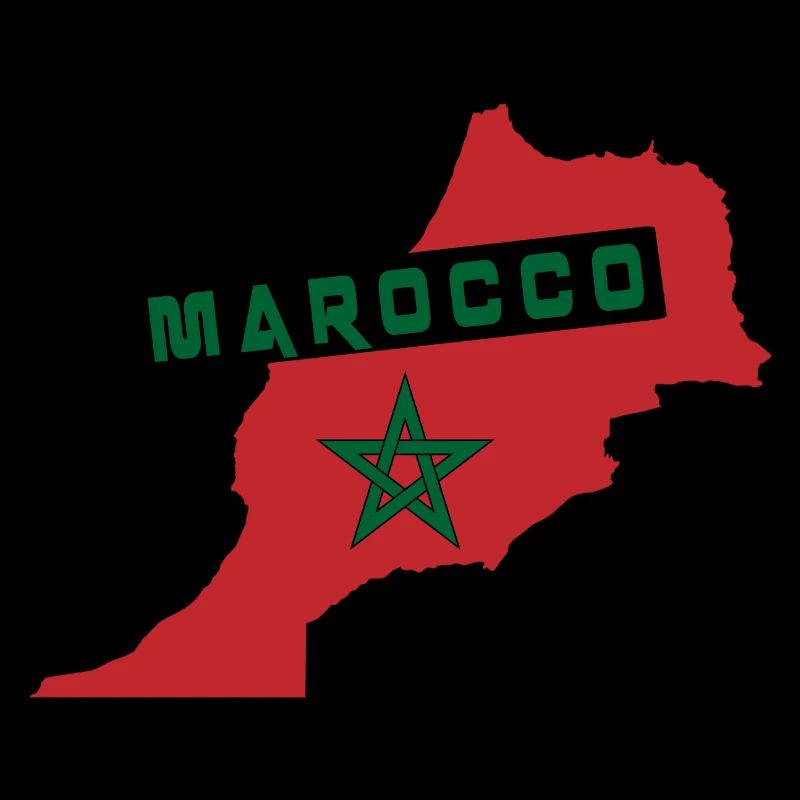Morocco map with national flag