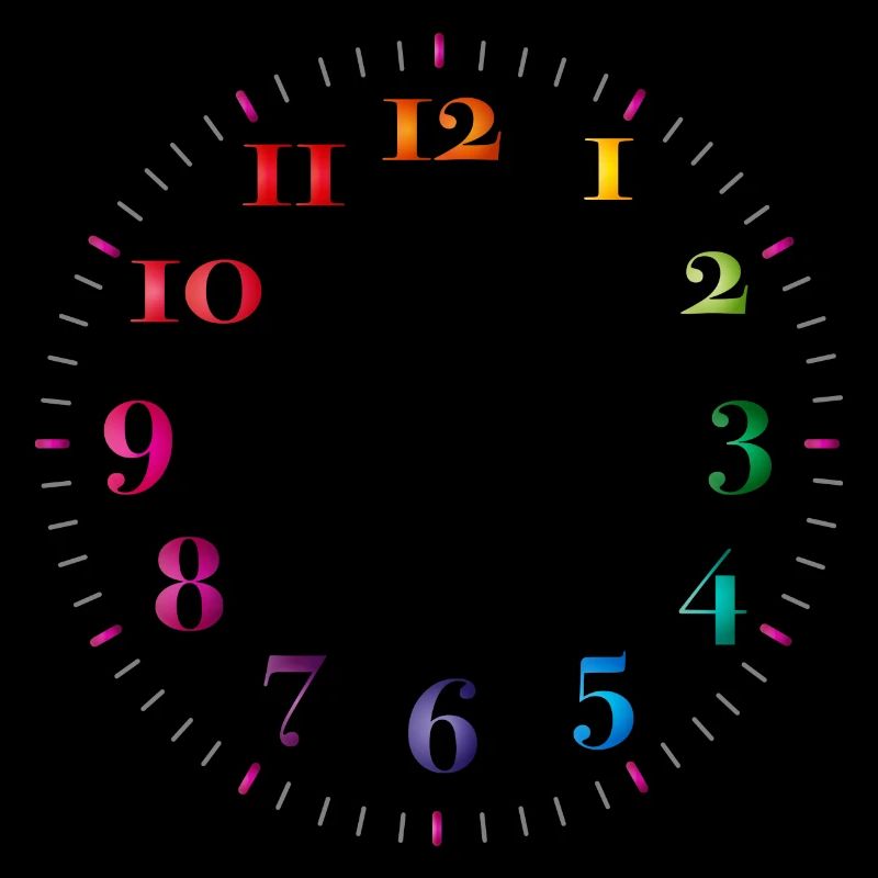 Dial with colored digits without clock hands