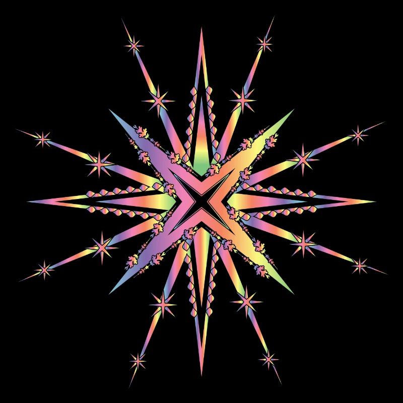 radiant star in delicate rainbow colors
