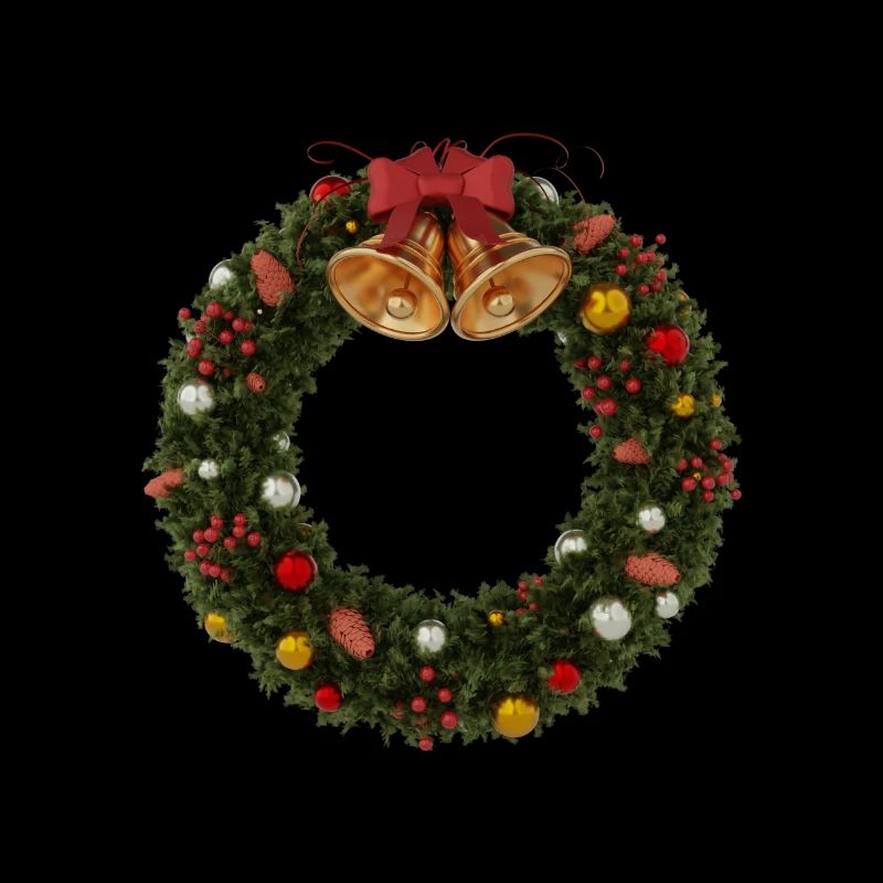 Weihnachtskranz mit Glocken und Schleife