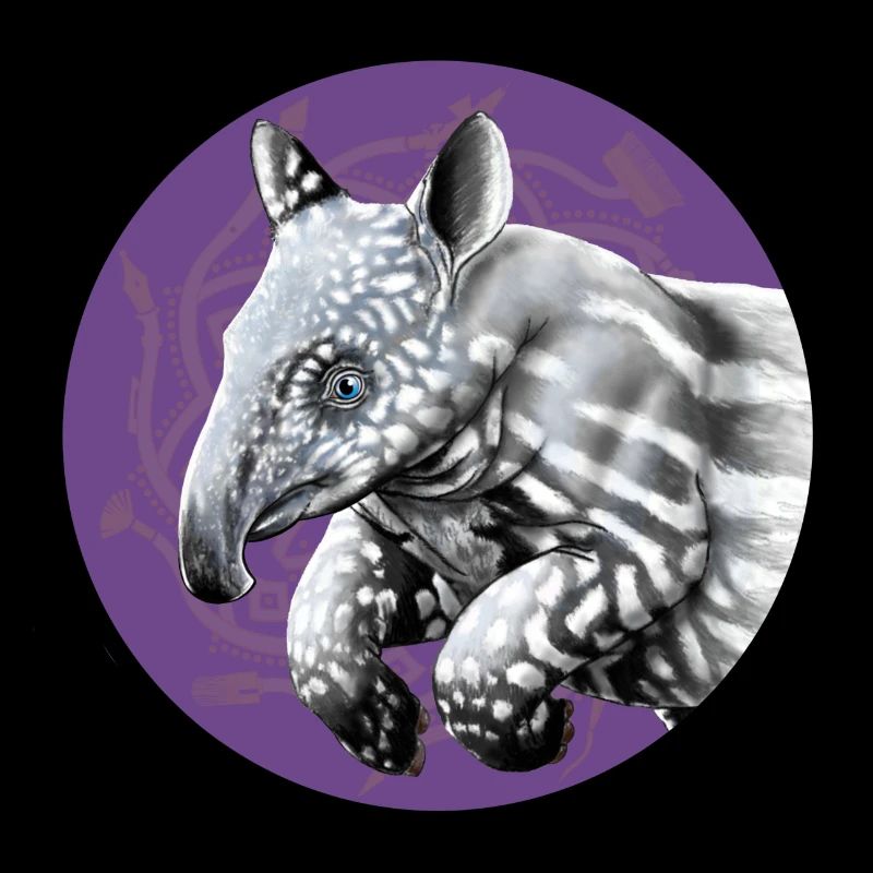 Silhouette de tapir dans un cercle violet