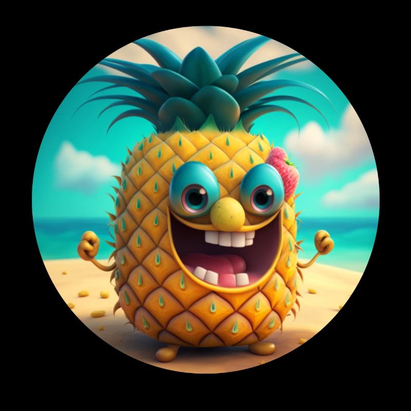 Fröhliche Ananas Comic Figur lacht