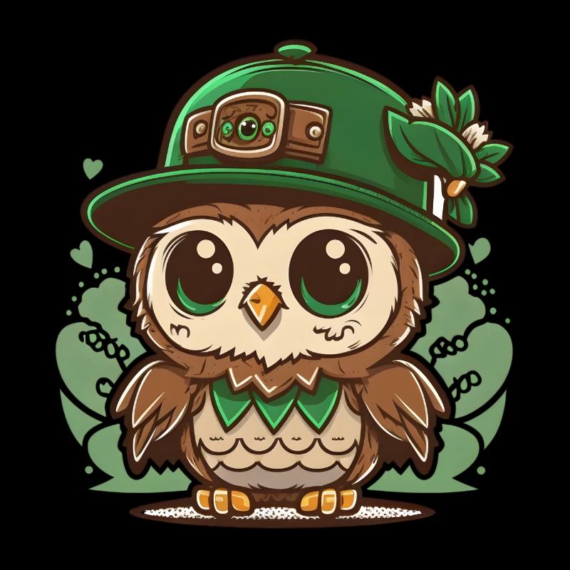 St. Patrick s Day Kawaii Eule mit Hut