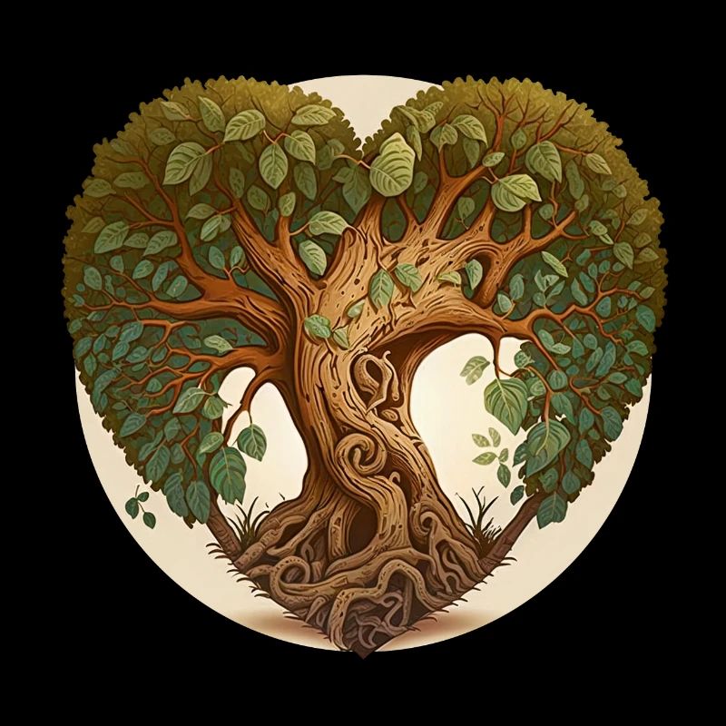 Baum in einer Herzform, Herzbaum mit Hintergrund