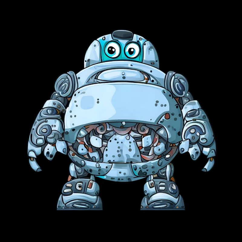 Blauer Cartoon-Roboter mit Helm