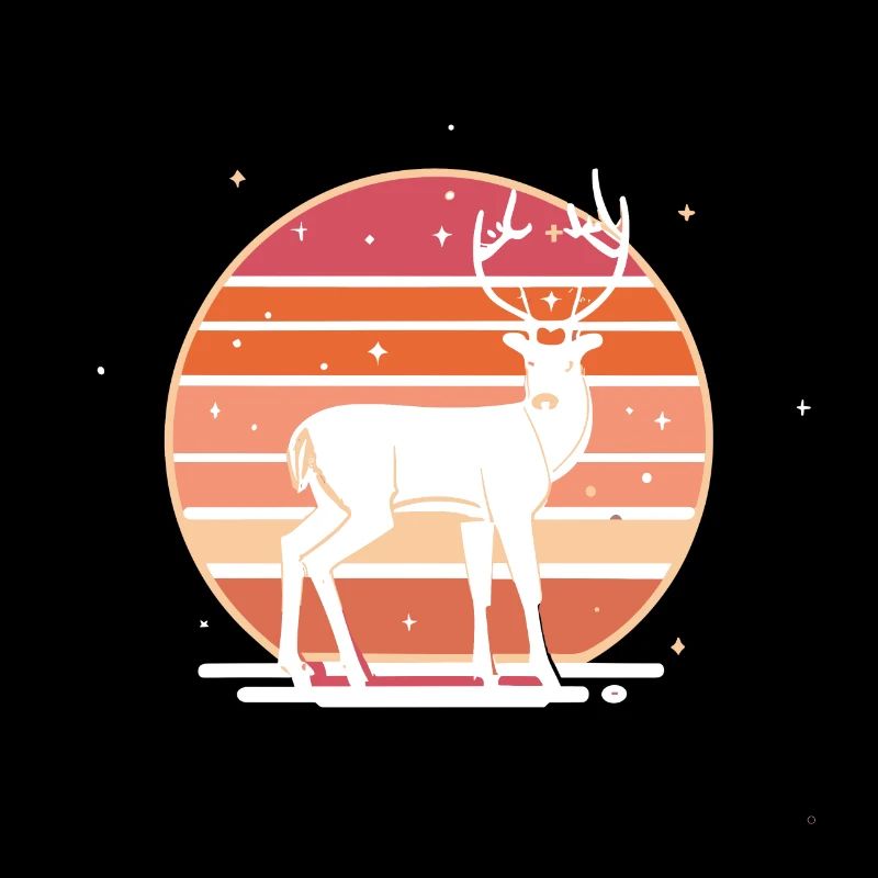 Cerf rétro du coucher du soleil