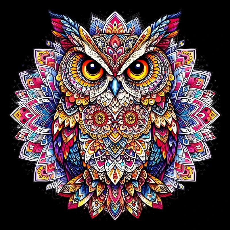 Owl decorated with Mandalas