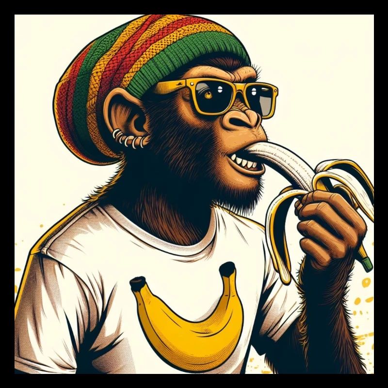 Cool monkey eats banana