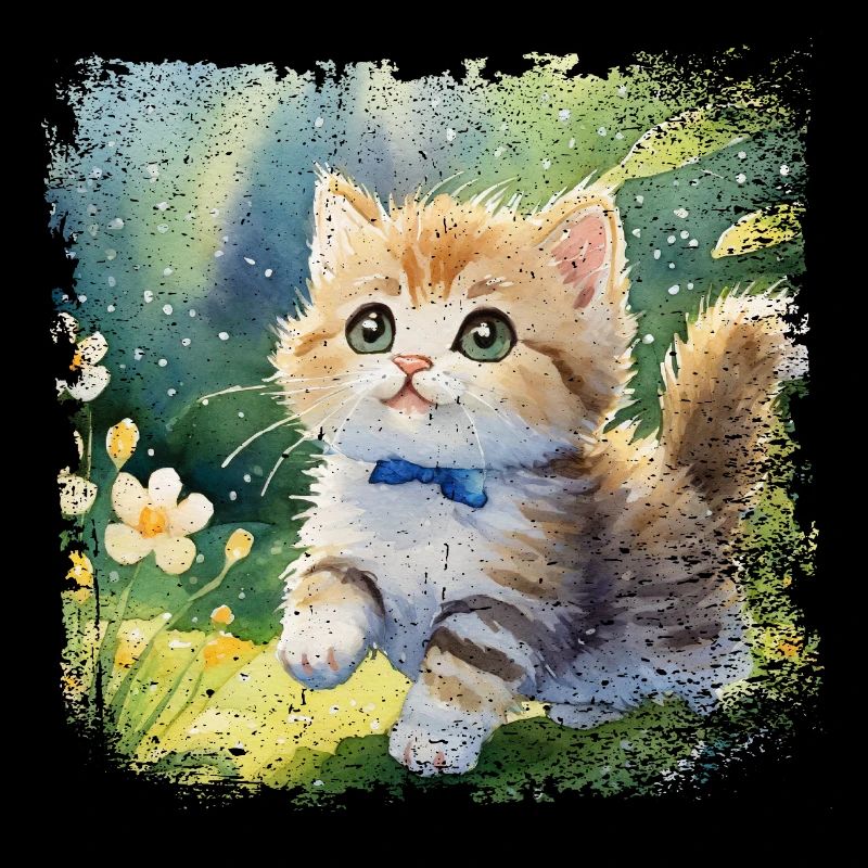 Mignon bébé chat jouant joyeusement dans le jardin