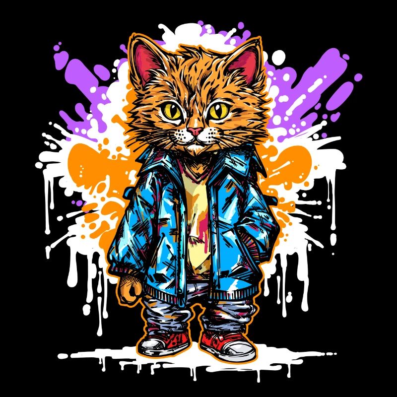 Drawing Illustration Cat Graffiti Art Sprayer