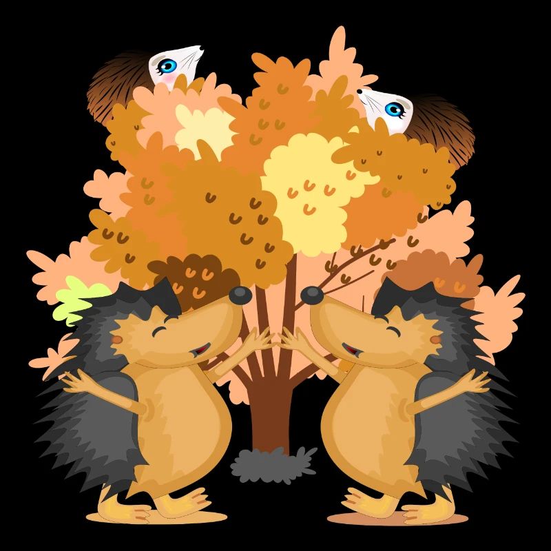 ILLUSTRATIONS D’ANIMAUX HÉRISSON ARBRE D’AUTOMNE