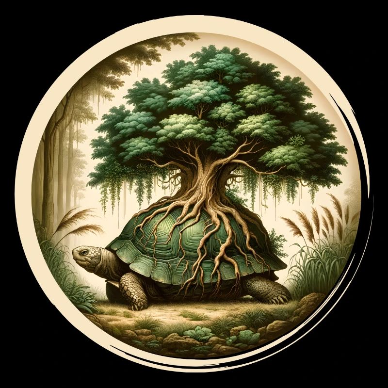 Turtle with a bonsai on its carapace