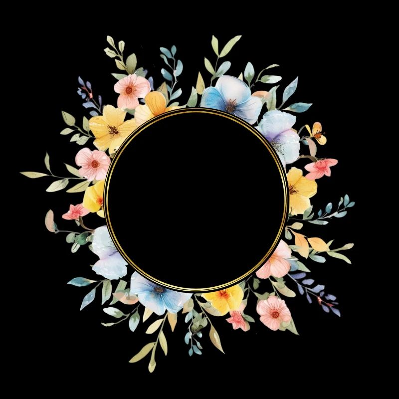 Floral circle, spring flowers, customizable