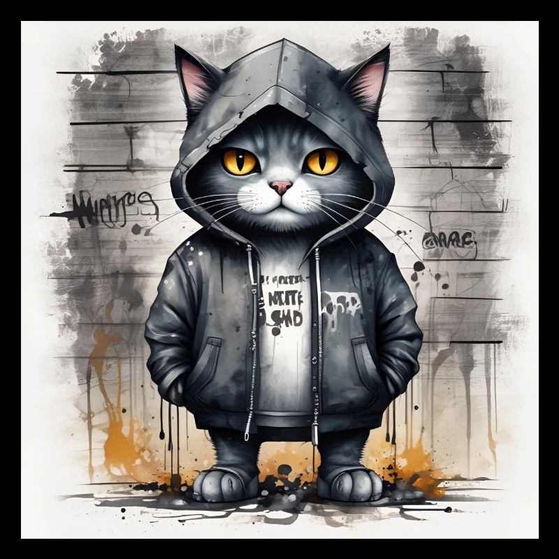Chat graffiti en sweat à capuche