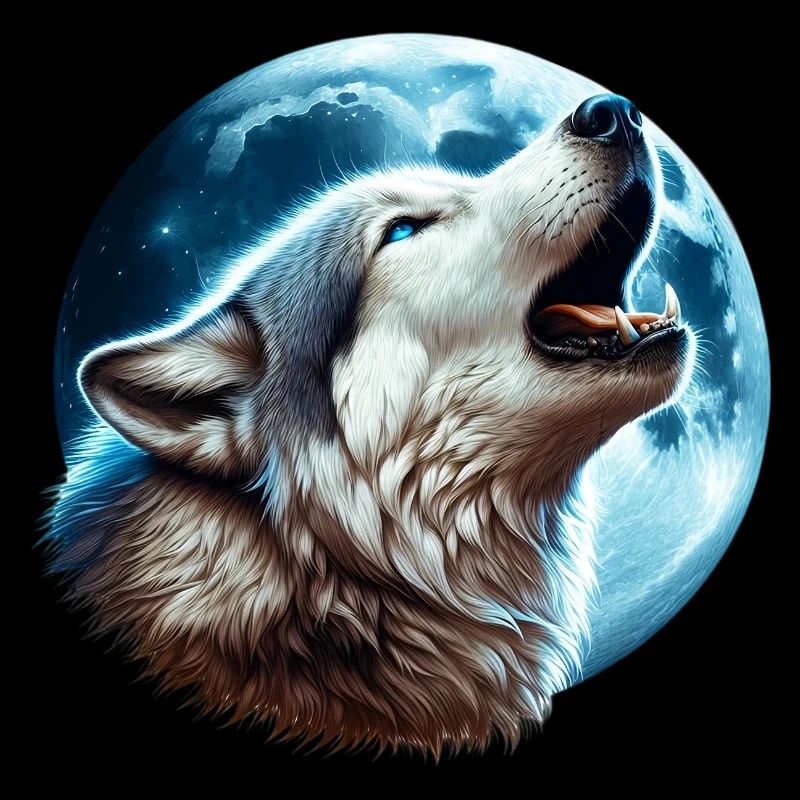 Wolf howls at the full moon