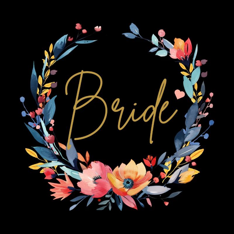 Team Bride, Blumen-Kreis, personalisierbar