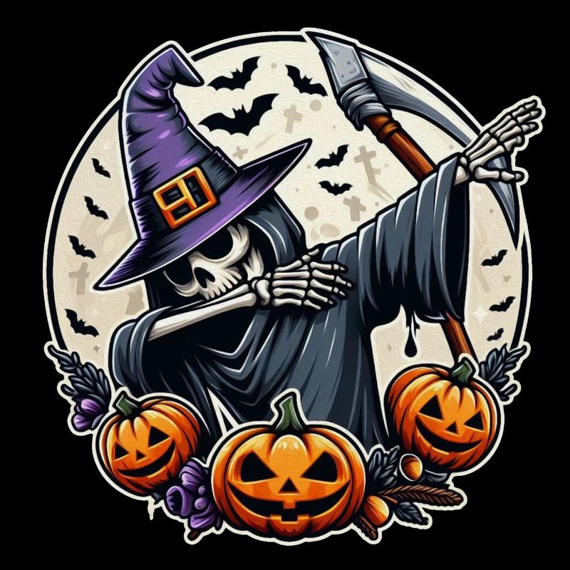 Dabbender Sensenmann mit Hexenhut - Halloween