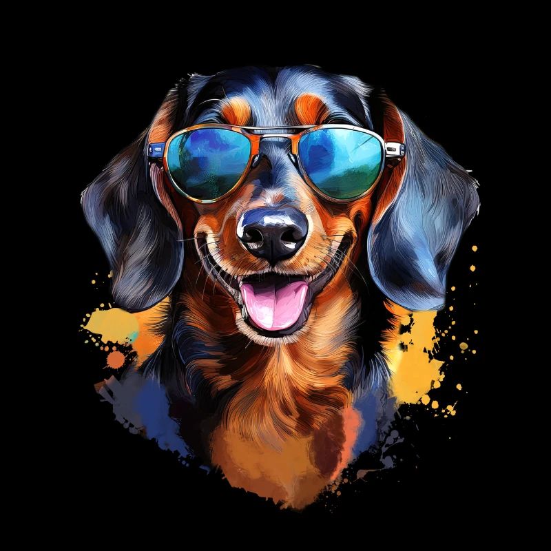 Teckel avec lunettes de soleil