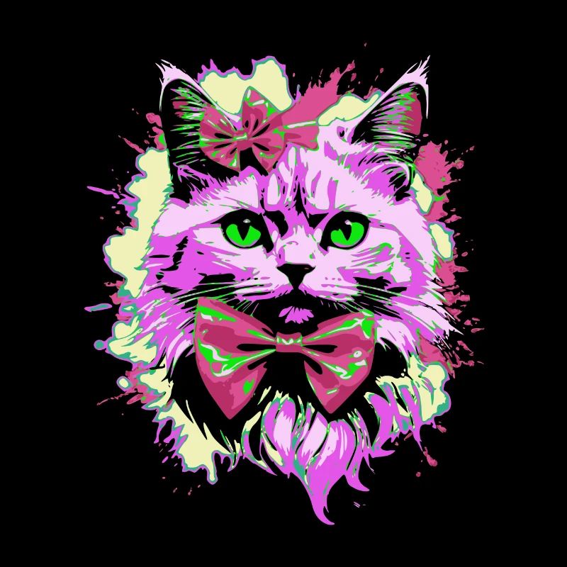 Neonkatze mit Fliege