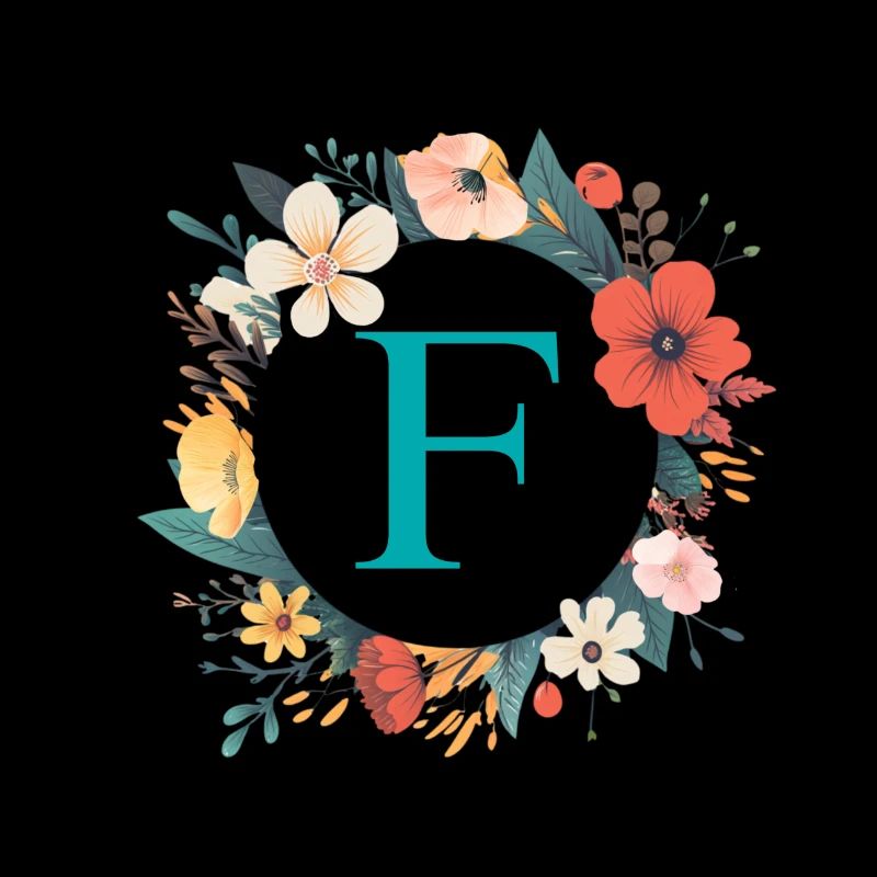 F Monogram, Couronne de fleurs, Personnalisable