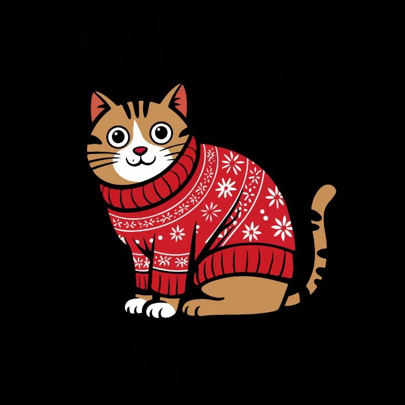 Festliche Katze mit Weihnachtspullover