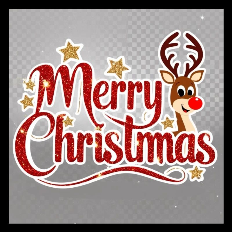 Merry Christmas Reindeer Glitter Script