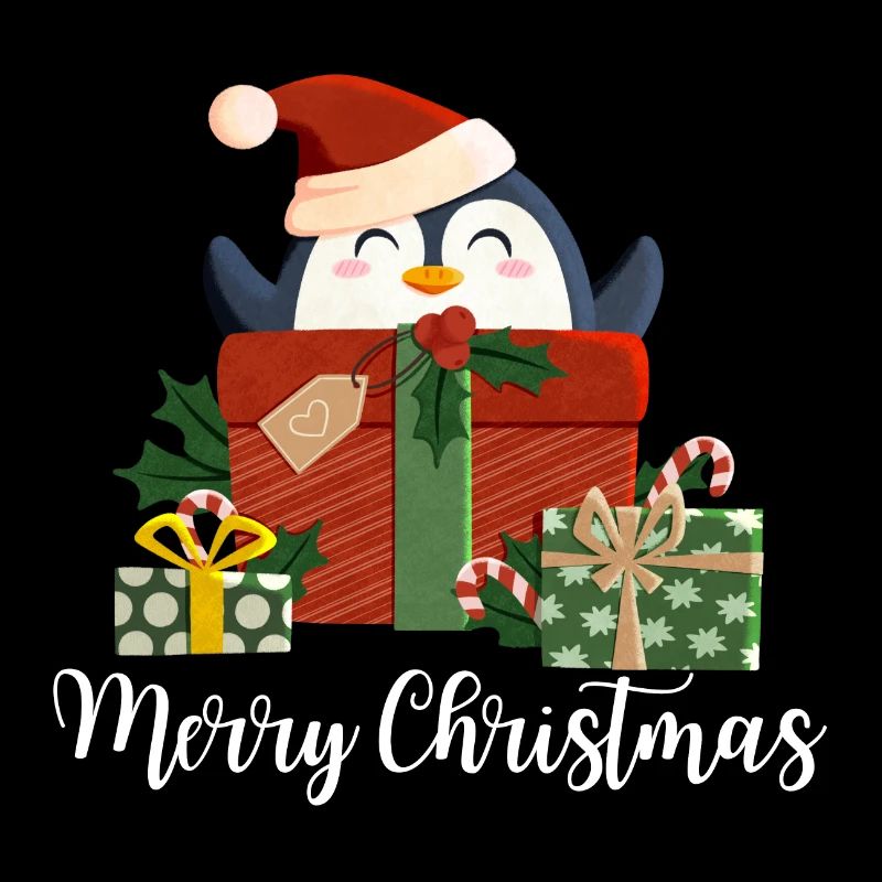 Joyeux Noël - Pingouin de Noël - blanc