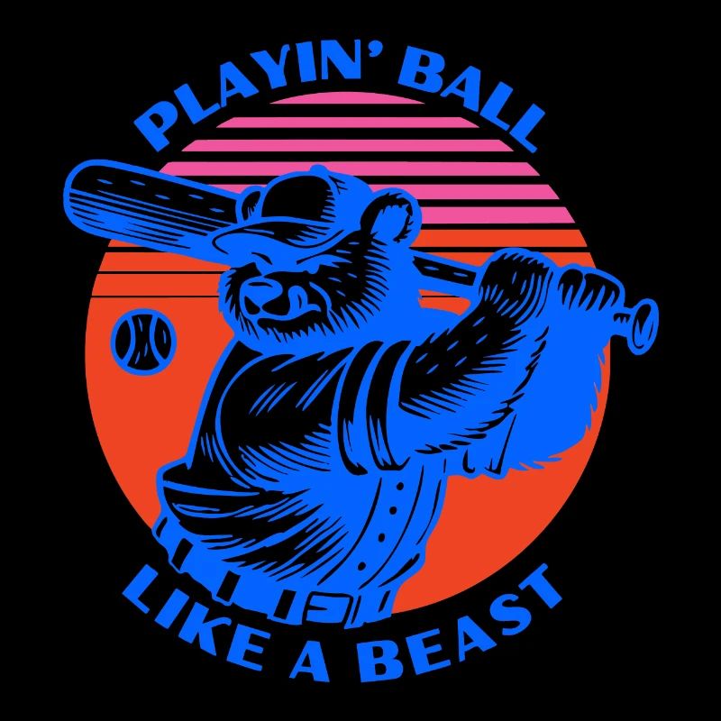 Baseball bear in retro style