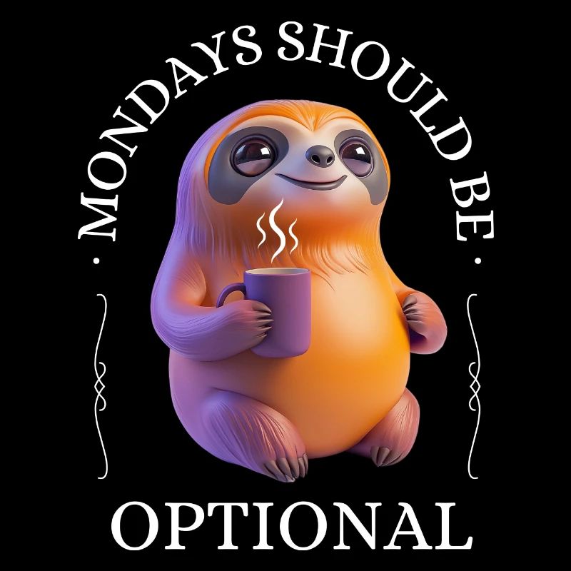 Monday grouch – coffee-drinking sloth