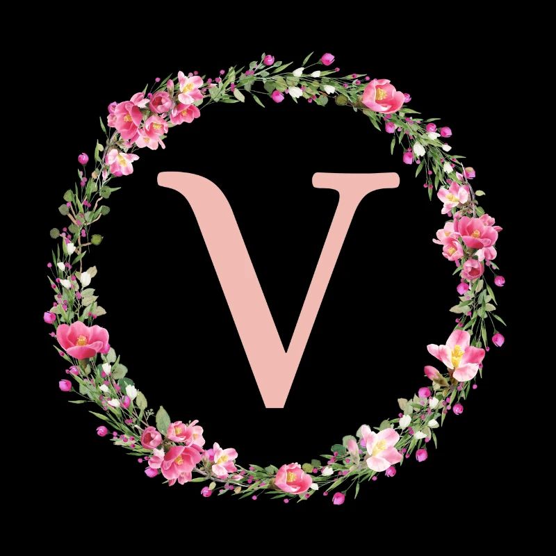V Monogram, Couronne de fleurs, Personnalisable
