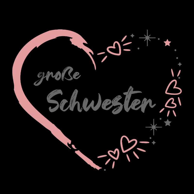 große Schwester rosa grau Herz