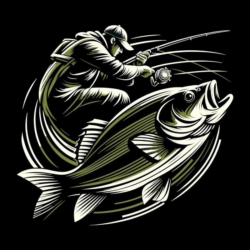 Pêche pêcheur perche poisson géant vert olive cadeau