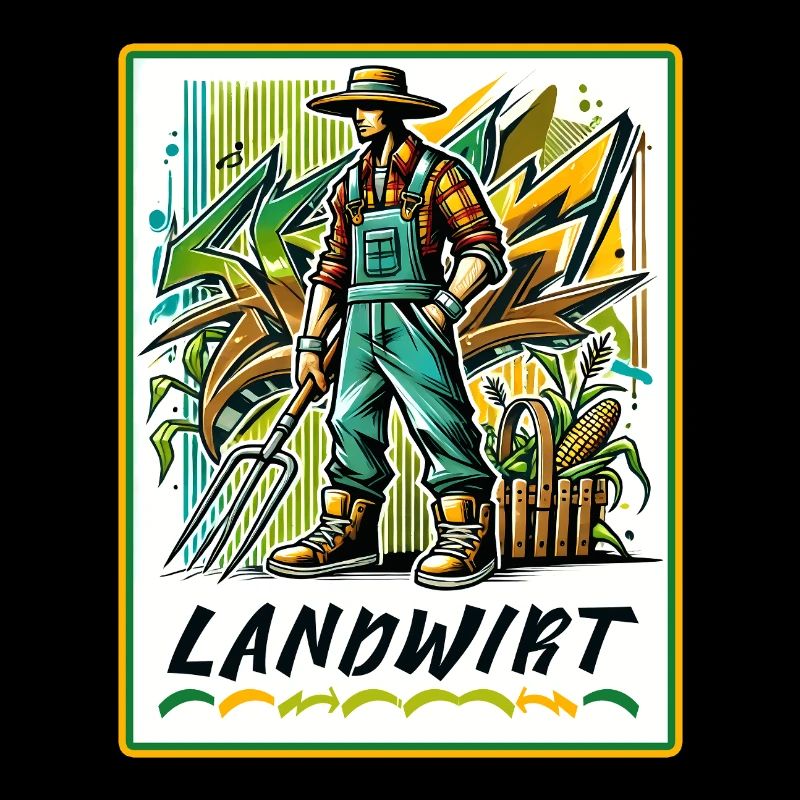 Proud farmer in graffiti style