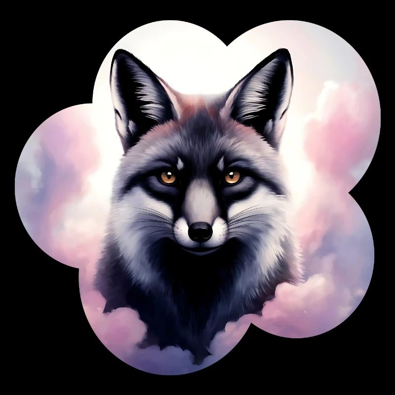 Pastel wolf in the cloudy sky